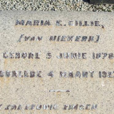CILLIE Maria E. nee VAN NIEKERK 1878-1927