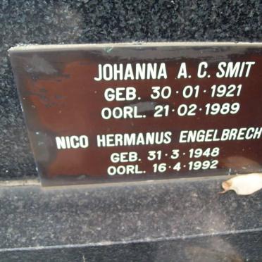ENGELBRECHT Nico Hermanus 1948-1992 &amp; Johanna A.C. SMIT 1921-1989