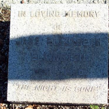 ELKINGTON Jane Elizabeth 1860-1950