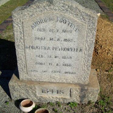 ELLIS Andries Matthys 1857-1952 &amp; Dorathea Petronella 1959-1950