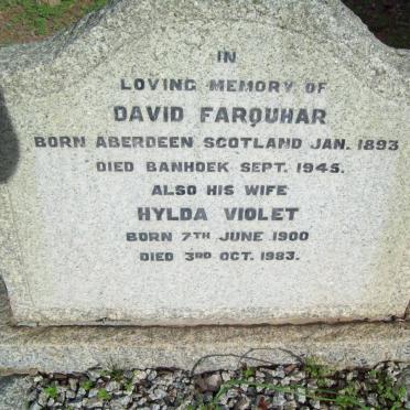 FARQUHAR David 1893-1945 &amp; Hylda Violet 1900-1983