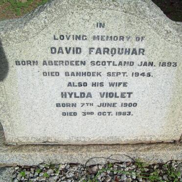 FARQUHAR David 1893-1945 &amp; Hylda Violet 1900-1983