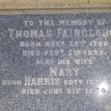 FAIRCLOUGH Thomas 1796-1859 &amp; Mary 1804-1874