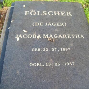 FöLSCHER Jacoba Magaretha nee DE JAGER 1897-1987