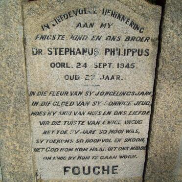 FOUCHE Stephanus Philippus 1871-1945 & Constance K. HAUMAN 1892-1968 :: FOUCHE Stephanus Philippus -1945