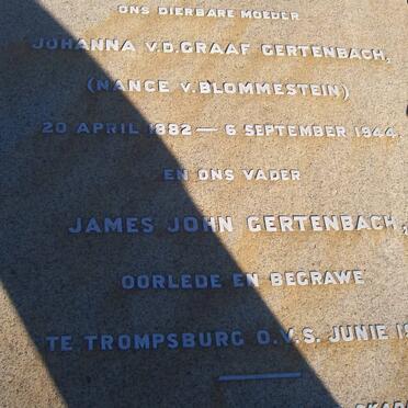 GERTENBACH James John -1927 &amp; Johanna v.d. Graaf V. BLOMMESTEIN 1882-1944