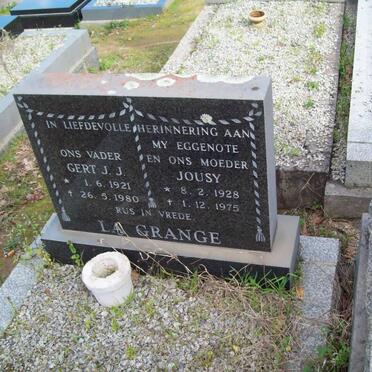 GRANGE Gert J.J., la 1921-1980 &amp; Jousy 1928-1975