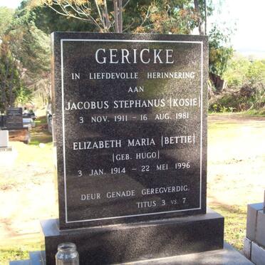 GERICKE Jacobus Stephanus 1911-1981 &amp; Elizabeth Maria HUGO 1914-1996