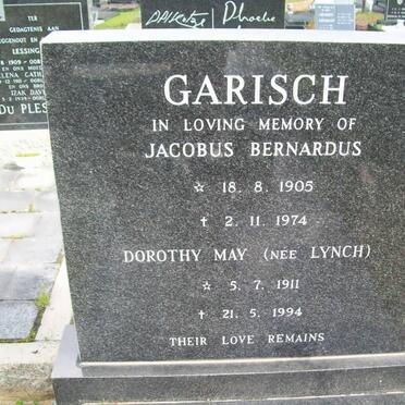 GARISCH Jacobus Bernardus 1905-1974 &amp; Dorothy May LYNCH 1911-1994