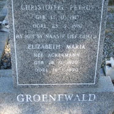 GROENEWALD Christoffel Petrus 1917-1981 &amp; Elizabeth Maria Ackermann 1920-1990