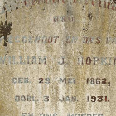 HOPKINS William J. 1862-1931 &amp; Johanna M.A. DE VILLIERS 1861-1949_2