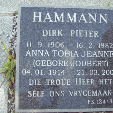 HAMMAN Dirk Pieter 1906-1982 &amp; Anna Tobia Jeanne JOUBERT 1914-2003