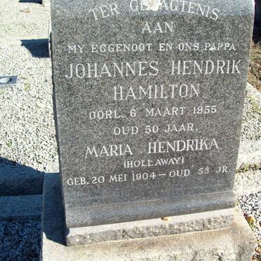 HAMILTON Johannes Hendrik -1955 &amp; Maria Hendrina HOLLOWAY 1904-