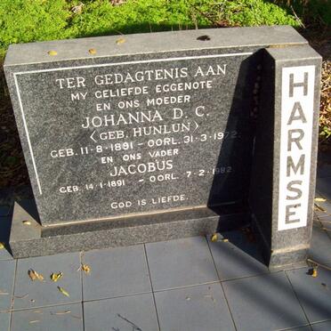 HARMSE Jacobus 1891-1982 &amp; Johanna D.C. HUNLUN 1881-1972