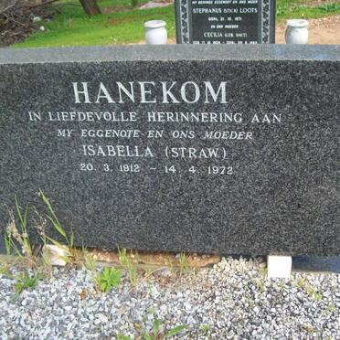 HANEKOM Isabela nee STRAW 1912-1972