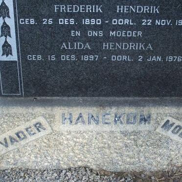 HANEKOM Frederik Hendrik 1890-1959 &amp; Alida Hendrika 1897-1976