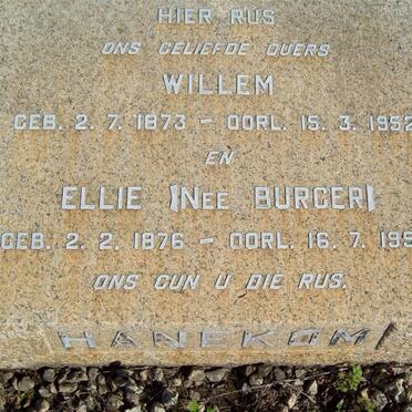 HANEKOM Willem 1873-1952 &amp; Ellie BURGER 1876-1954