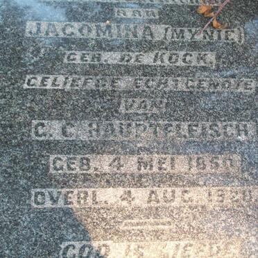 HAUPTFLEISCH Jacomina nee DE KOCK  1850-1928