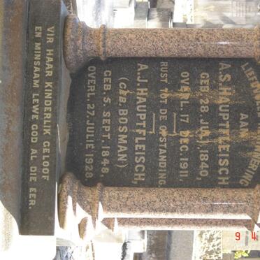 HAUPTFLEISCH A.S. 1840-1911 &amp; A.J. BOSMAN 1848-1928