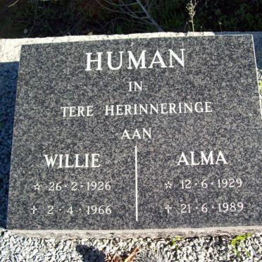 HUMAN Willie 1926-1966 &amp; Alma 1929-1989