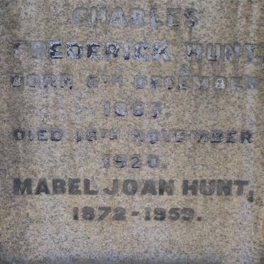 HUNT Charles Frederick 1863-1920 &amp; Mabel Joan 1872-1959