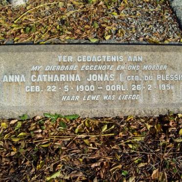 JONAS Anna Catharina nee DU PLESSIS 1900-1951