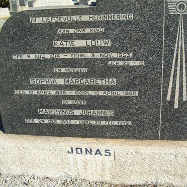 JONAS Marthinus Johannes 1882-1972 &amp; Sophia Margaretha 1888-1960 :: JONAS Katie Louw 1914-1953