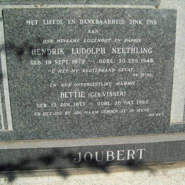 JOUBERT Hendrik Ludolph Neethling 1872-1948 &amp; Bettie VISSER 1877-1965