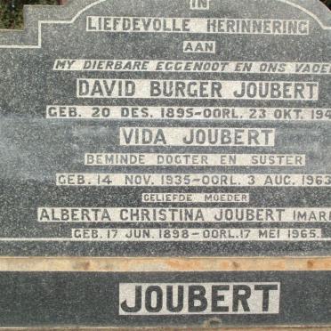 JOUBERT David Burger 1895-1940 &amp; Alberta Christina MAREE 1898-1965 :: JOUBERT Vida 1935-1963