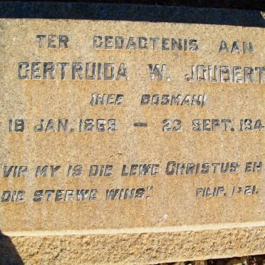 JOUBERT Gertruida W. nee BOSMAN  1869-1944