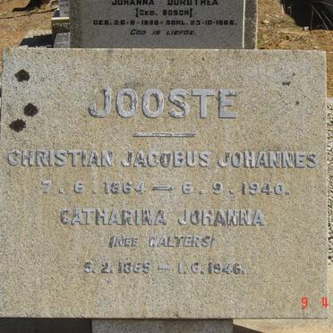 JOOSTE Christian Jacobus Johannes 1864-1940 &amp; Catharina Johanna WALTERS 1865-1946