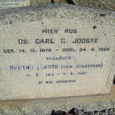 JOOSTE Carl G. 1876-1958 &amp; Bertha STRASHEIM 1884-1966