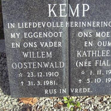 KEMP Willem Oostenwald 1910-1981 &amp; Kathleen E. FIALLO 1917-1990