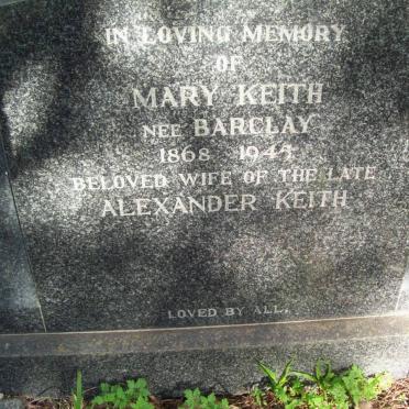 KEITH Mary nee BARCLAY 1868-1945
