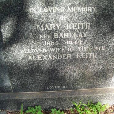 KEITH Mary nee BARCLAY 1868-1945
