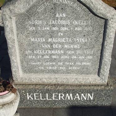 KELLERMANN Andries Jacobus 1901-1937 &amp; Maria Magrieta VAN DER MERWE nee DU TOIT 1903-1991