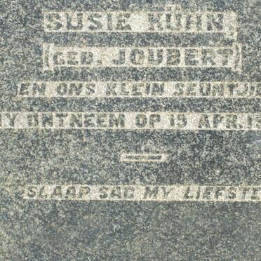 KUHN Susie nee JOUBERT -1930 &amp; KUHN seuntjie -1930