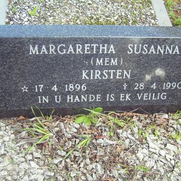 KIRSTEN Margaretha Susanna 1896-1990