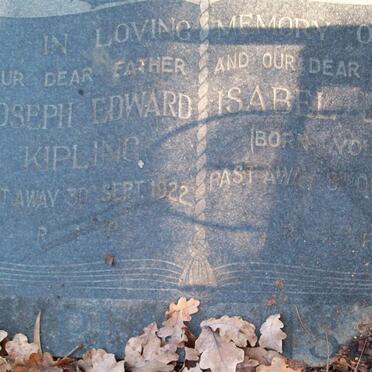 KIPLING Joseph Edward -1922 &amp; Isabel Jane YOUNG -1960