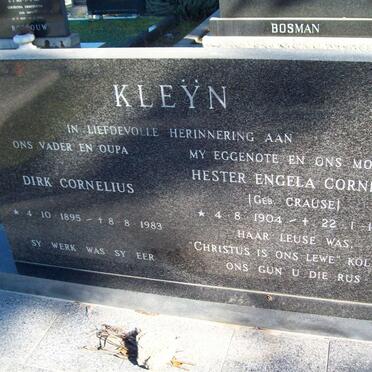KLEYN Dirk Cornelius 1895-1983 &amp; Hester Engela Cornelia CRAUSE 1904-1975