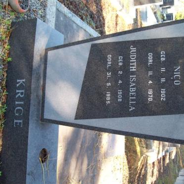 KRIGE Nico 1902-1970 &amp; Judith Isabella 1908-1985