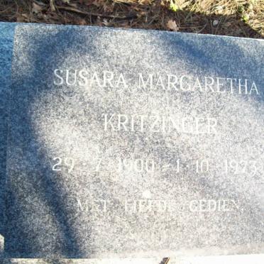 KRITZINGER Susara Margaretha 1900-1973