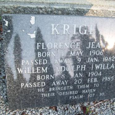 KRIGE Willem Adolph 1904-1985 &amp; Florence Jean 1906-1982