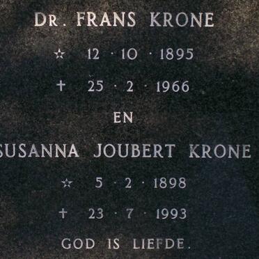 KRONE Frans 1895-1966 &amp; Susanna Joubert 1898-1993