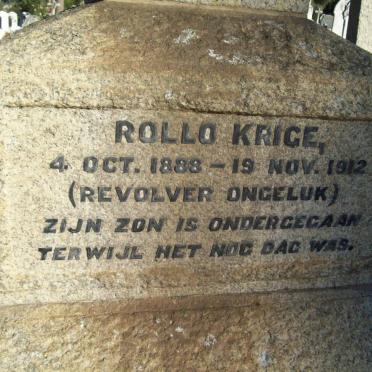 KRIGE Jacob Daniel 1845-1919 &amp; Susanna Johanna SCHABORT 1848-1933 :: KRIGE Rollo 1888-1912