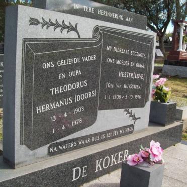 KOKER Theodorus Hermanus, de 1903-1978 &amp; Hester VAN HUYSSTEEN 1908-1976