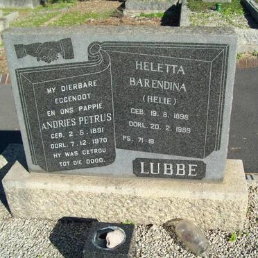 LUBBE Andries Petrus 1891-1970 &amp; Heletta Barendina 1898-1989