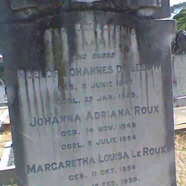LEEUW Roelof Johannes, de 1847-1928 :: ROUX Johanna Adriana 1848-1884 :: LE ROUX Margaretha Louisa 1854-1939