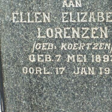 LORENZEN Ellen Elizabeth nee KOERTZEN 1893-1942