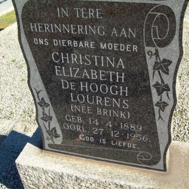 LOURENS Christina Elizabeth de Hoogh nee BRINK 1889-1956